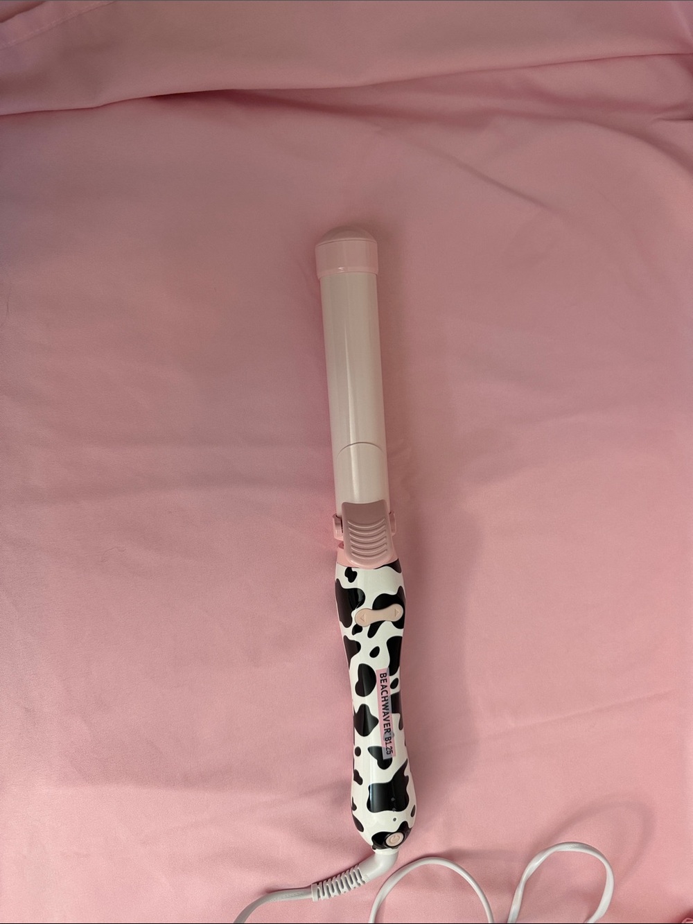 The Beachwaver Co. Pink and Black Cow Print Curling Iron